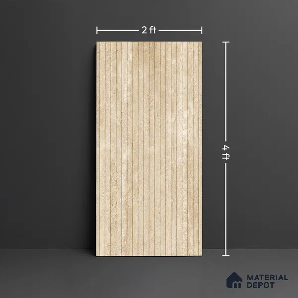 Patterned Look Wall & Floor Tile TL 10147 Louver Travertino Crema 4 ft x 2 ft Vitrified Matte Finish - 9 mm
