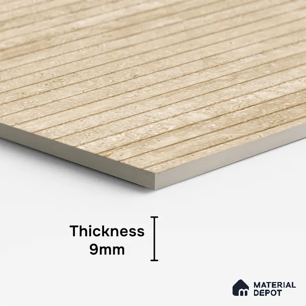 Patterned Look Wall & Floor Tile TL 10147 Louver Travertino Crema 4 ft x 2 ft Vitrified Matte Finish - 9 mm