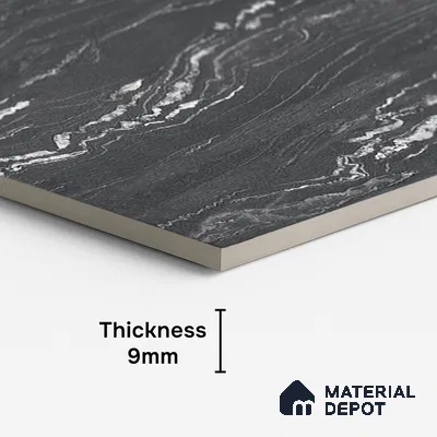 Stone Wall & Floor Tile TL 09956 B 4 ft x 2 ft Black Vitrified Matte Finish Tile - 9 mm | Ideal for Living Room,Bedroom,Bathroom,Kitchen