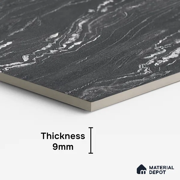 Stone Wall & Floor Tile TL 09956 B 4 ft x 2 ft Black Vitrified Matte Finish Tile - 9 mm | Ideal for Living Room,Bedroom,Bathroom,Kitchen
