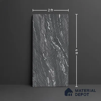 Punch Wall & Floor Tile TL 09956 4 ft x 2 ft Black Vitrified Matte Finish Tile - 9 mm | Ideal for Living Room,Bedroom,Bathroom,Kitchen