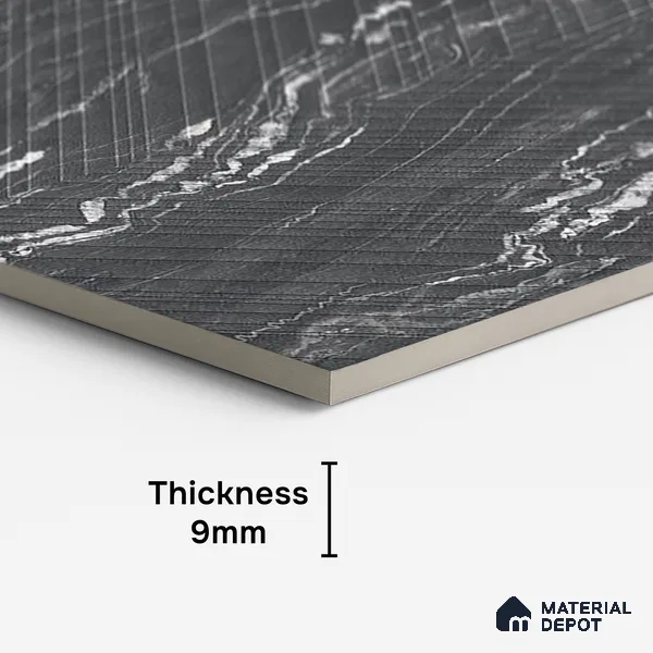 Punch Wall & Floor Tile TL 09956 4 ft x 2 ft Black Vitrified Matte Finish Tile - 9 mm | Ideal for Living Room,Bedroom,Bathroom,Kitchen