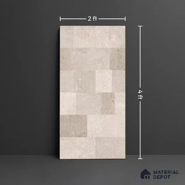 Punch Wall Tile TL 09942 4 ft x 2 ft Beige Vitrified Matte Finish Tile - 9 mm | Ideal for Living Room, Bedroom, Bathroom, Kitchen