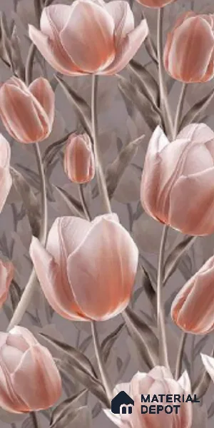 Floral Wall Tile TL 09913 4 ft x 2 ft Pink Vitrified Matte Finish Tile - 9 mm | Suitable for Bathroom, Accent/Feature Wall, Foyer