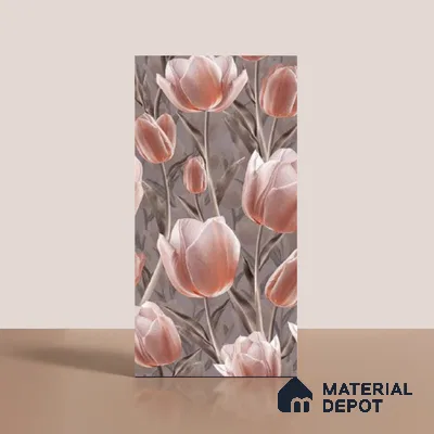 Floral Wall Tile TL 09913 4 ft x 2 ft Pink Vitrified Matte Finish Tile - 9 mm | Suitable for Bathroom, Accent/Feature Wall, Foyer