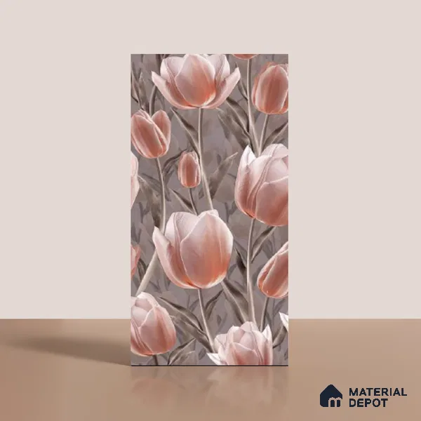 Floral Wall Tile TL 09913 4 ft x 2 ft Pink Vitrified Matte Finish Tile - 9 mm | Suitable for Bathroom, Accent/Feature Wall, Foyer