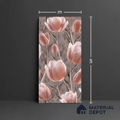 Floral Wall Tile TL 09913 4 ft x 2 ft Pink Vitrified Matte Finish Tile - 9 mm | Suitable for Bathroom, Accent/Feature Wall, Foyer