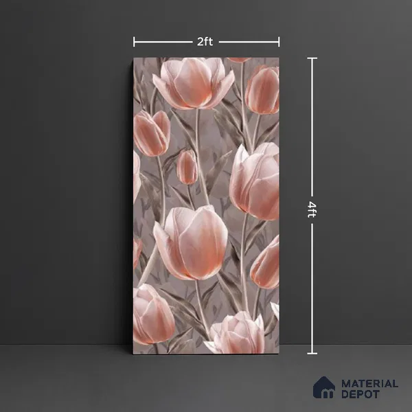 Floral Wall Tile TL 09913 4 ft x 2 ft Pink Vitrified Matte Finish Tile - 9 mm | Suitable for Bathroom, Accent/Feature Wall, Foyer