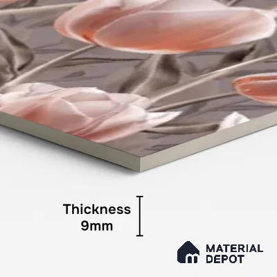 Floral Wall Tile TL 09913 4 ft x 2 ft Pink Vitrified Matte Finish Tile - 9 mm | Suitable for Bathroom, Accent/Feature Wall, Foyer