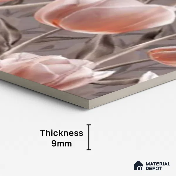 Floral Wall Tile TL 09913 4 ft x 2 ft Pink Vitrified Matte Finish Tile - 9 mm | Suitable for Bathroom, Accent/Feature Wall, Foyer