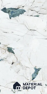 Marble Look Floor & Wall Tile TL 08112 LC Crackstone Aqua 4 ft x 2 ft Vitrified Matte Finish - 9 mm | Random 4
