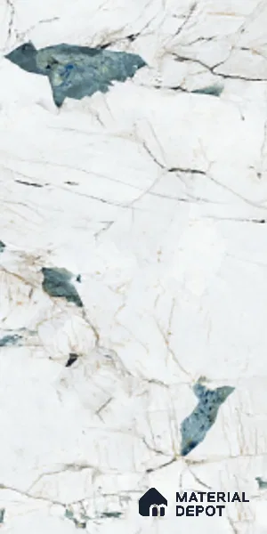 Marble Look Floor & Wall Tile TL 08112 LC Crackstone Aqua 4 ft x 2 ft Vitrified Matte Finish - 9 mm | Random 4