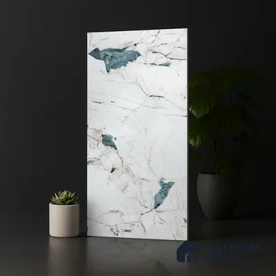 Marble Look Floor & Wall Tile TL 08112 LC Crackstone Aqua 4 ft x 2 ft Vitrified Matte Finish - 9 mm | Random 4