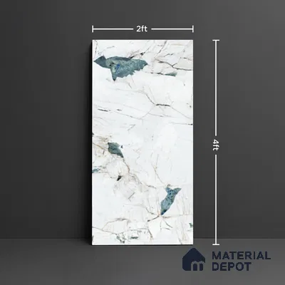 Marble Look Floor & Wall Tile TL 08112 LC Crackstone Aqua 4 ft x 2 ft Vitrified Matte Finish - 9 mm | Random 4