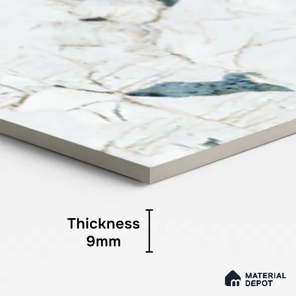 Marble Look Floor & Wall Tile TL 08112 LC Crackstone Aqua 4 ft x 2 ft Vitrified Matte Finish - 9 mm | Random 4