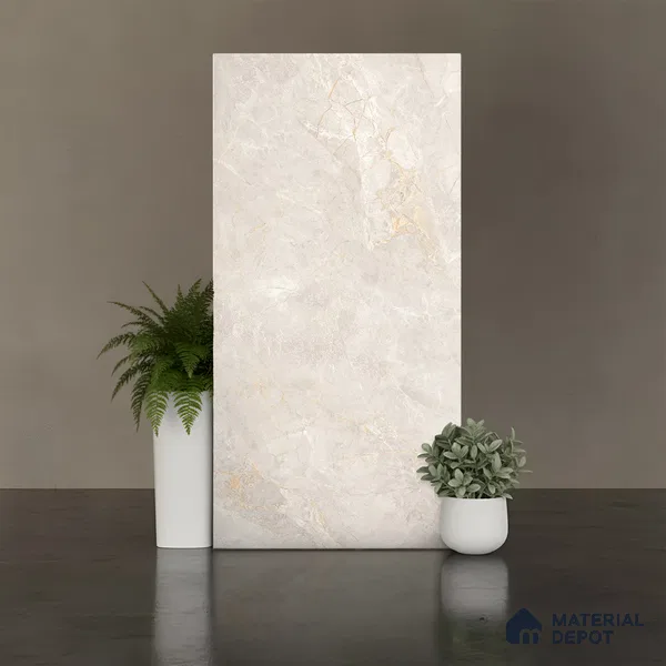 Marble Floor & Wall Tile TL 09914 4 ft x 2 ft Cream Vitrified Matte Finish Tile - 9 mm | Ideal for Living Room,Bedroom,Bathroom,Kitchen