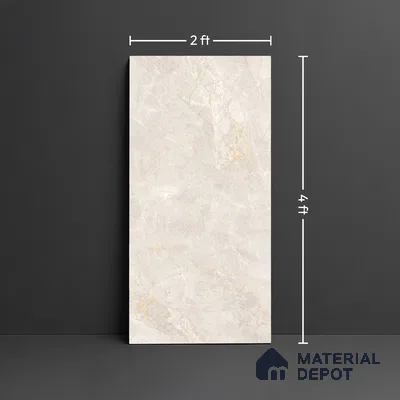 Marble Floor & Wall Tile TL 09914 4 ft x 2 ft Cream Vitrified Matte Finish Tile - 9 mm | Ideal for Living Room,Bedroom,Bathroom,Kitchen