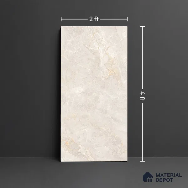 Marble Floor & Wall Tile TL 09914 4 ft x 2 ft Cream Vitrified Matte Finish Tile - 9 mm | Ideal for Living Room,Bedroom,Bathroom,Kitchen