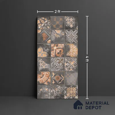 Patterned Wall Tile TL 09986 B 4 ft x 2 ft Multi Colour Vitrified Matte Finish Tile - 9 mm | Ideal for Living Room,Bedroom,Bathroom,Kitchen