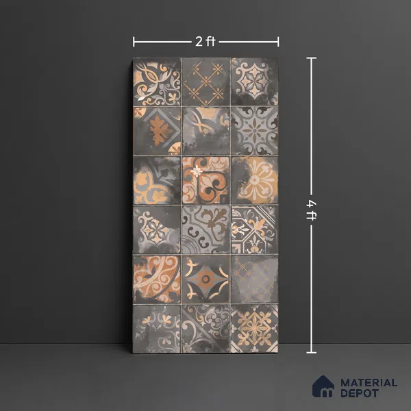 Patterned Wall Tile TL 09986 B 4 ft x 2 ft Multi Colour Vitrified Matte Finish Tile - 9 mm | Ideal for Living Room,Bedroom,Bathroom,Kitchen