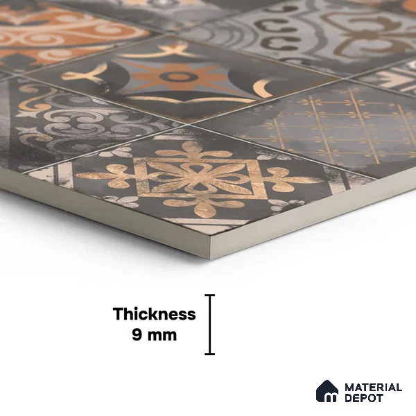Patterned Wall Tile TL 09986 B 4 ft x 2 ft Multi Colour Vitrified Matte Finish Tile - 9 mm | Ideal for Living Room,Bedroom,Bathroom,Kitchen