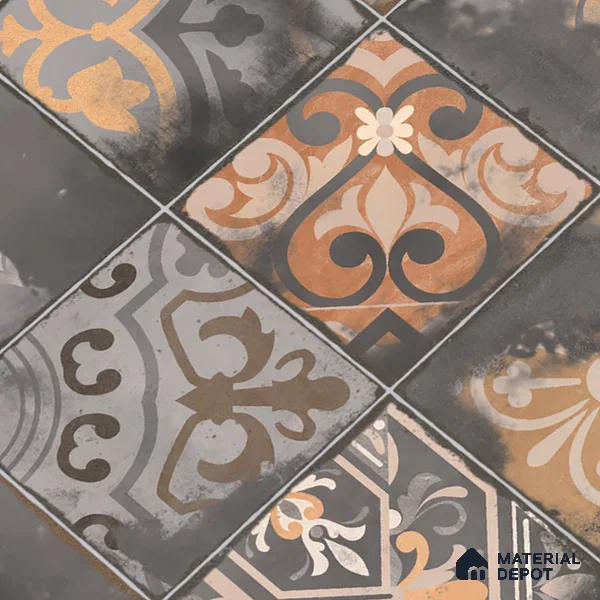 Patterned Wall Tile TL 09986 B 4 ft x 2 ft Multi Colour Vitrified Matte Finish Tile - 9 mm | Ideal for Living Room,Bedroom,Bathroom,Kitchen
