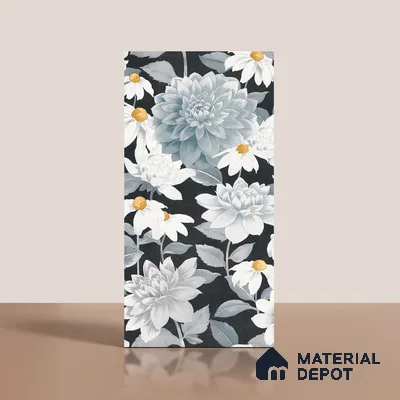 Floral Wall Tile TL 09927 B 4 ft x 2 ft Black Vitrified Matte Finish Tile - 9 mm | Suitable for Bathroom, Accent/Feature Wall, Foyer