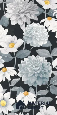 Floral Wall Tile TL 09927 4 ft x 2 ft Black Vitrified Matte Finish Tile - 9 mm | Suitable for Bathroom, Accent/Feature Wall, Foyer