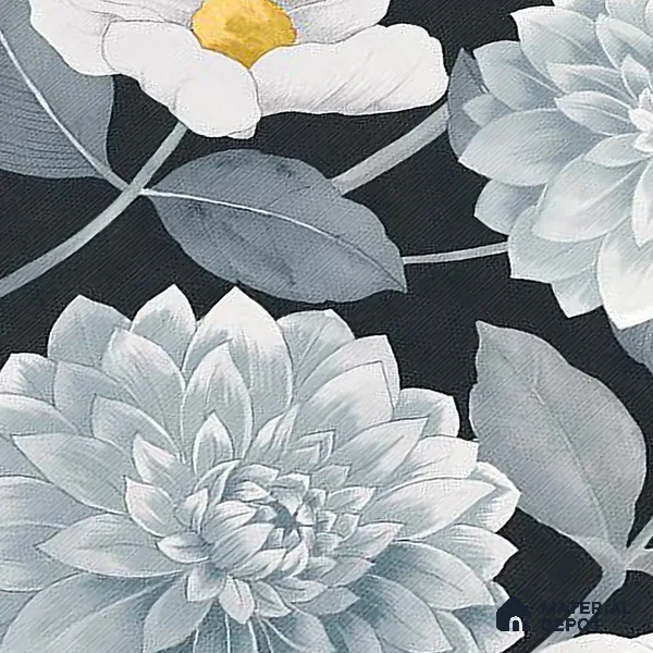 Floral Wall Tile TL 09927 4 ft x 2 ft Black Vitrified Matte Finish Tile - 9 mm | Suitable for Bathroom, Accent/Feature Wall, Foyer