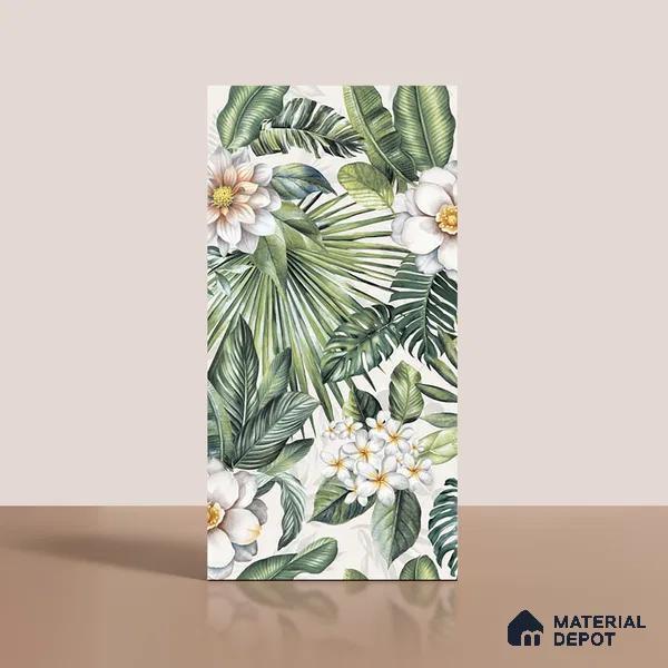 Tropical Wall Tile TL 08098 B Miles Bianco Decor 01 A 4 ft x 2 ft Vitrified Matte Finish - 9 mm (Sample)