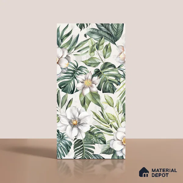 Tropical Wall Tile TL 08098 C Miles Bianco Decor 01 B 4 ft x 2 ft Vitrified Matte Finish - 9 mm | Suitable for Bathroom, Accent/Feature Wall, Foyer