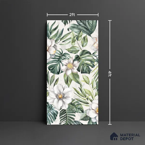 Tropical Wall Tile TL 08098 C Miles Bianco Decor 01 B 4 ft x 2 ft Vitrified Matte Finish - 9 mm | Suitable for Bathroom, Accent/Feature Wall, Foyer