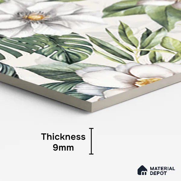 Tropical Wall Tile TL 08098 C Miles Bianco Decor 01 B 4 ft x 2 ft Vitrified Matte Finish - 9 mm | Suitable for Bathroom, Accent/Feature Wall, Foyer