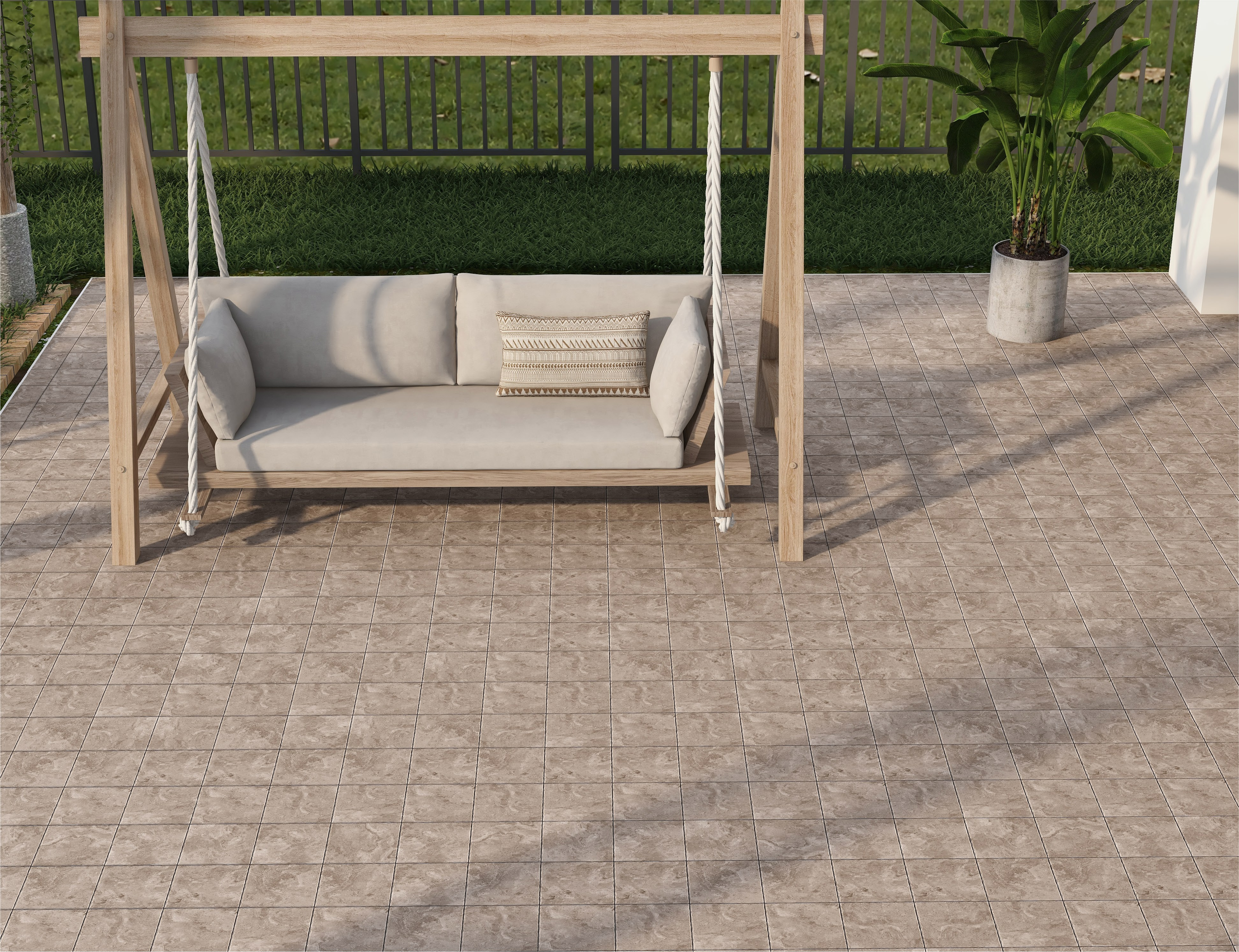 Stone Look  Tile TL 07549 C Osco Natural 7.87 inch x 7.87 inch Vitrified Matte Finish - 18 mm  | 9 Random Design | 2 mm Spacer is Mandatory (Sample)