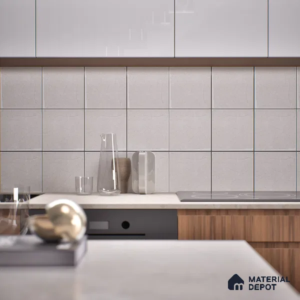 Stone Look  Tile TL 07549 E Osco Silver 7.87 inch x 7.87 inch Vitrified Matte Finish - 18 mm  | 9 Random Design | 2 mm Spacer is Mandatory (Sample)