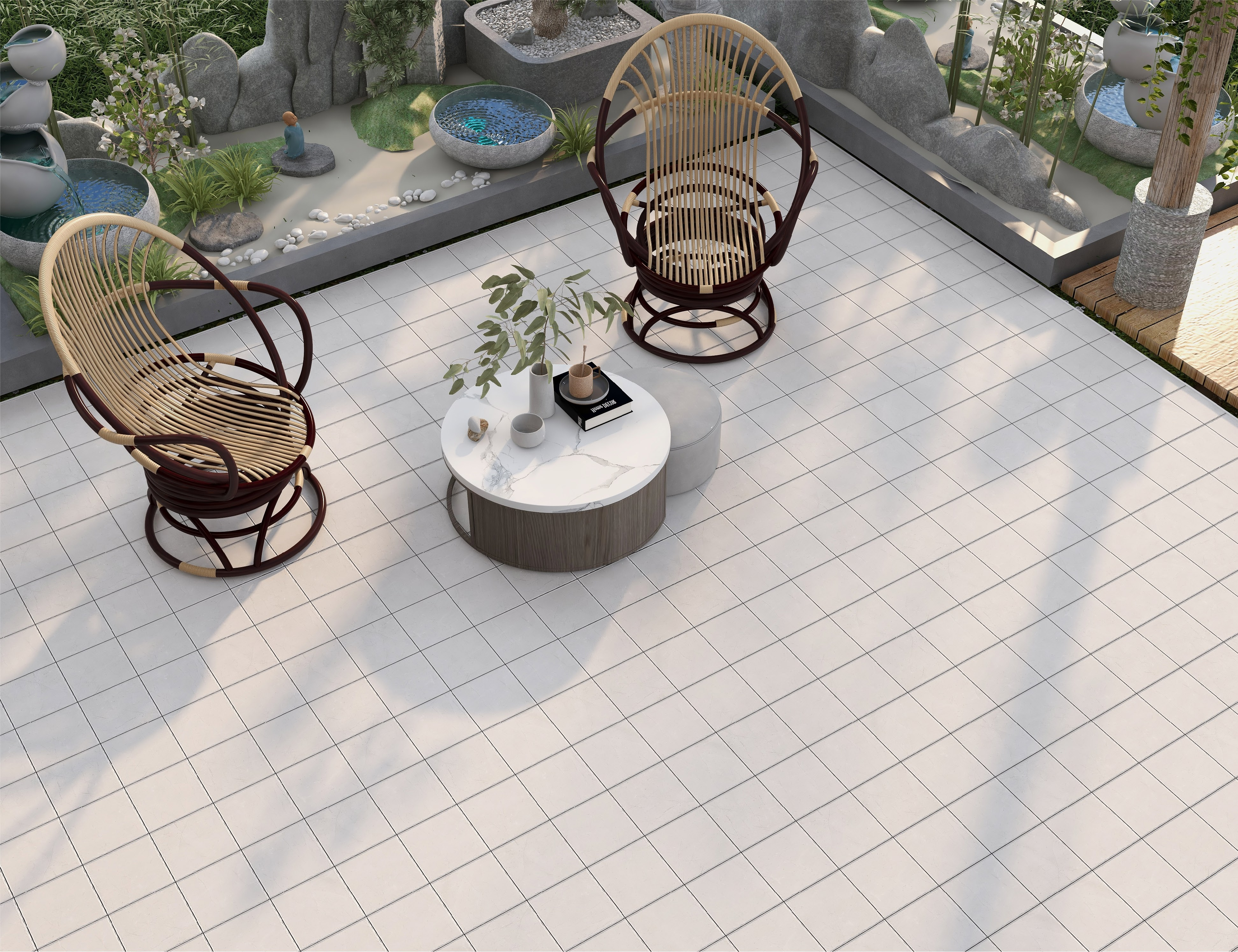 Stone Look  Tile TL 07549 E Osco Silver 7.87 inch x 7.87 inch Vitrified Matte Finish - 18 mm  | 9 Random Design | 2 mm Spacer is Mandatory (Sample)