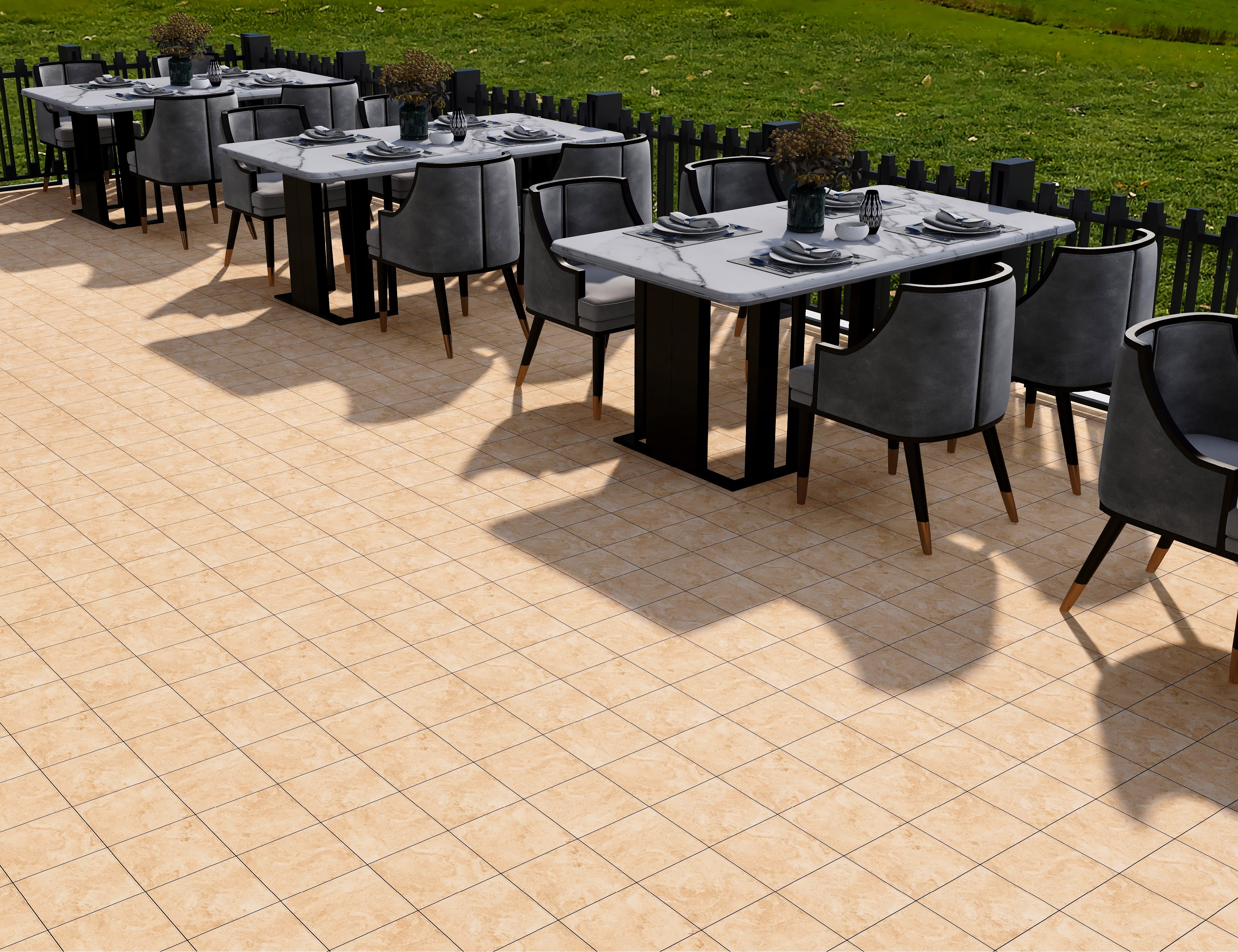 Stone Look  Tile TL 07549 F Osco Tan 7.87 inch x 7.87 inch Vitrified Matte Finish - 18 mm  | 9 Random Design | 2 mm Spacer is Mandatory (Sample)