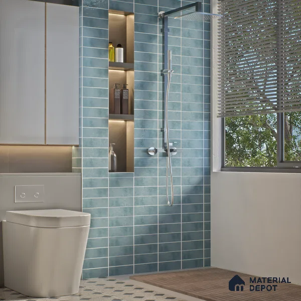 Plain Solids Tile TL 07550 C Onyx Blue 8.86 inch x 2.95 inch Vitrified Glossy Finish - 9 mm | 2 mm Spacer is Mandatory