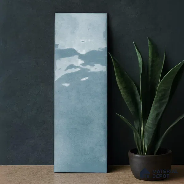 Plain Solids Tile TL 07550 C Onyx Blue 8.86 inch x 2.95 inch Vitrified Glossy Finish - 9 mm | 2 mm Spacer is Mandatory