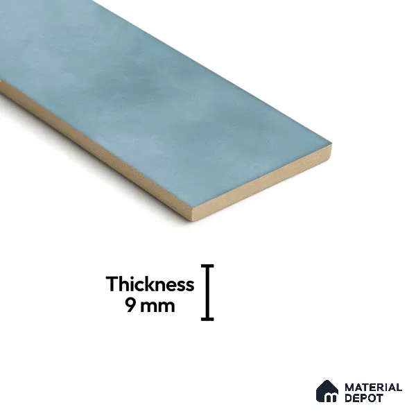 Plain Solids Tile TL 07550 C Onyx Blue 8.86 inch x 2.95 inch Vitrified Glossy Finish - 9 mm | 2 mm Spacer is Mandatory