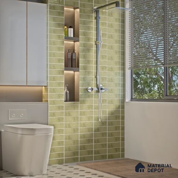 Plain Solids Tile TL 07550 E Onyx Green 8.86 inch x 2.95 inch Vitrified Glossy Finish - 9 mm | 2 mm Spacer is Mandatory (Sample)