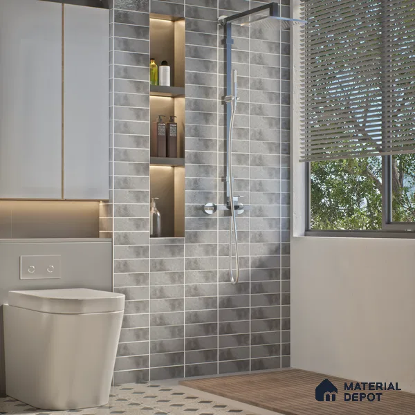 Plain Solids Tile TL 07550 G Onyx Grey 8.86 inch x 2.95 inch Vitrified Glossy Finish - 9 mm | 2 mm Spacer is Mandatory (Sample)
