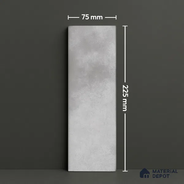 Plain Solids Tile TL 07550 G Onyx Grey 8.86 inch x 2.95 inch Vitrified Glossy Finish - 9 mm | 2 mm Spacer is Mandatory (Sample)
