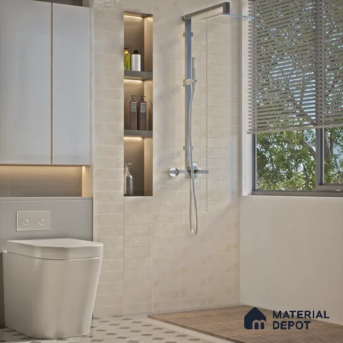 Plain Solids Tile TL 07550 I Onyx Ivory 8.86 inch x 2.95 inch Vitrified Glossy Finish - 9 mm | 2 mm Spacer is Mandatory