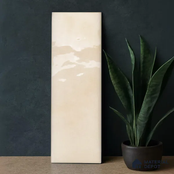 Plain Solids Tile TL 07550 I Onyx Ivory 8.86 inch x 2.95 inch Vitrified Glossy Finish - 9 mm | 2 mm Spacer is Mandatory (Sample)