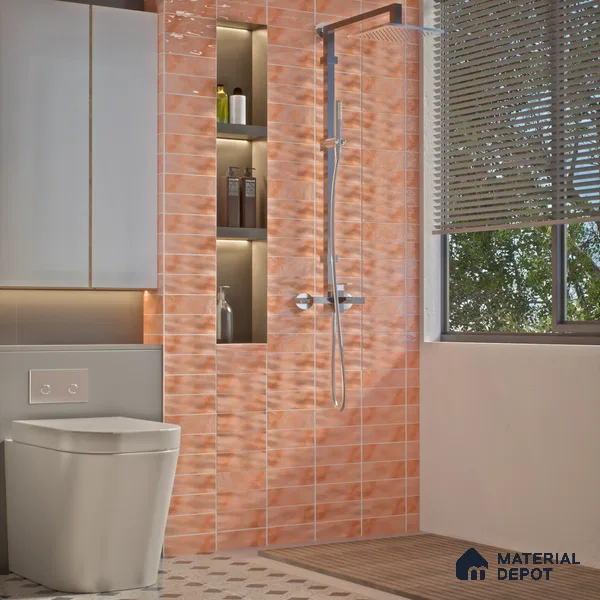 Plain Solids Tile TL 07550 K Onyx Pink 8.86 inch x 2.95 inch Vitrified Glossy Finish - 9 mm | 2 mm Spacer is Mandatory