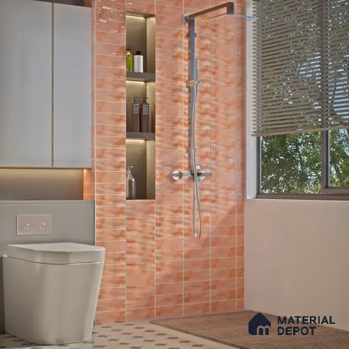 Plain Solids Tile TL 07550 K Onyx Pink 8.86 inch x 2.95 inch Vitrified Glossy Finish - 9 mm | 2 mm Spacer is Mandatory
