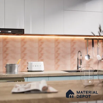 Plain Solids Tile TL 07550 K Onyx Pink 8.86 inch x 2.95 inch Vitrified Glossy Finish - 9 mm | 2 mm Spacer is Mandatory