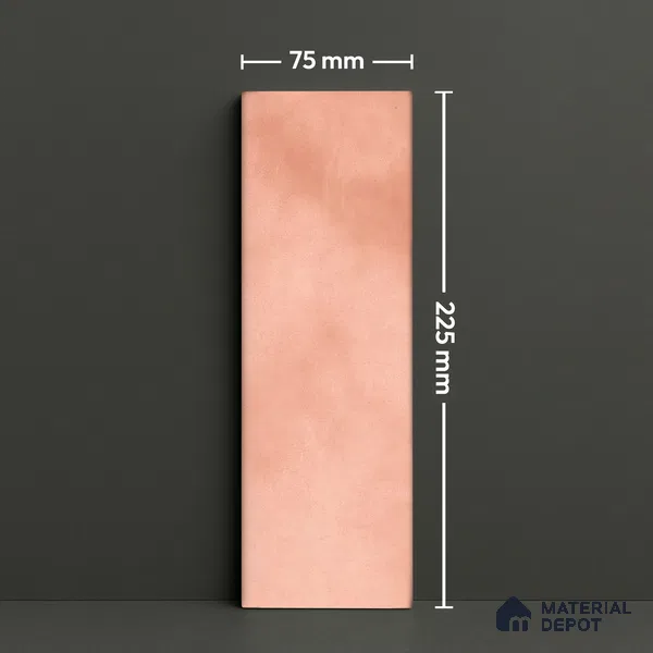 Plain Solids Tile TL 07550 K Onyx Pink 8.86 inch x 2.95 inch Vitrified Glossy Finish - 9 mm | 2 mm Spacer is Mandatory