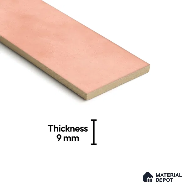 Plain Solids Tile TL 07550 K Onyx Pink 8.86 inch x 2.95 inch Vitrified Glossy Finish - 9 mm | 2 mm Spacer is Mandatory